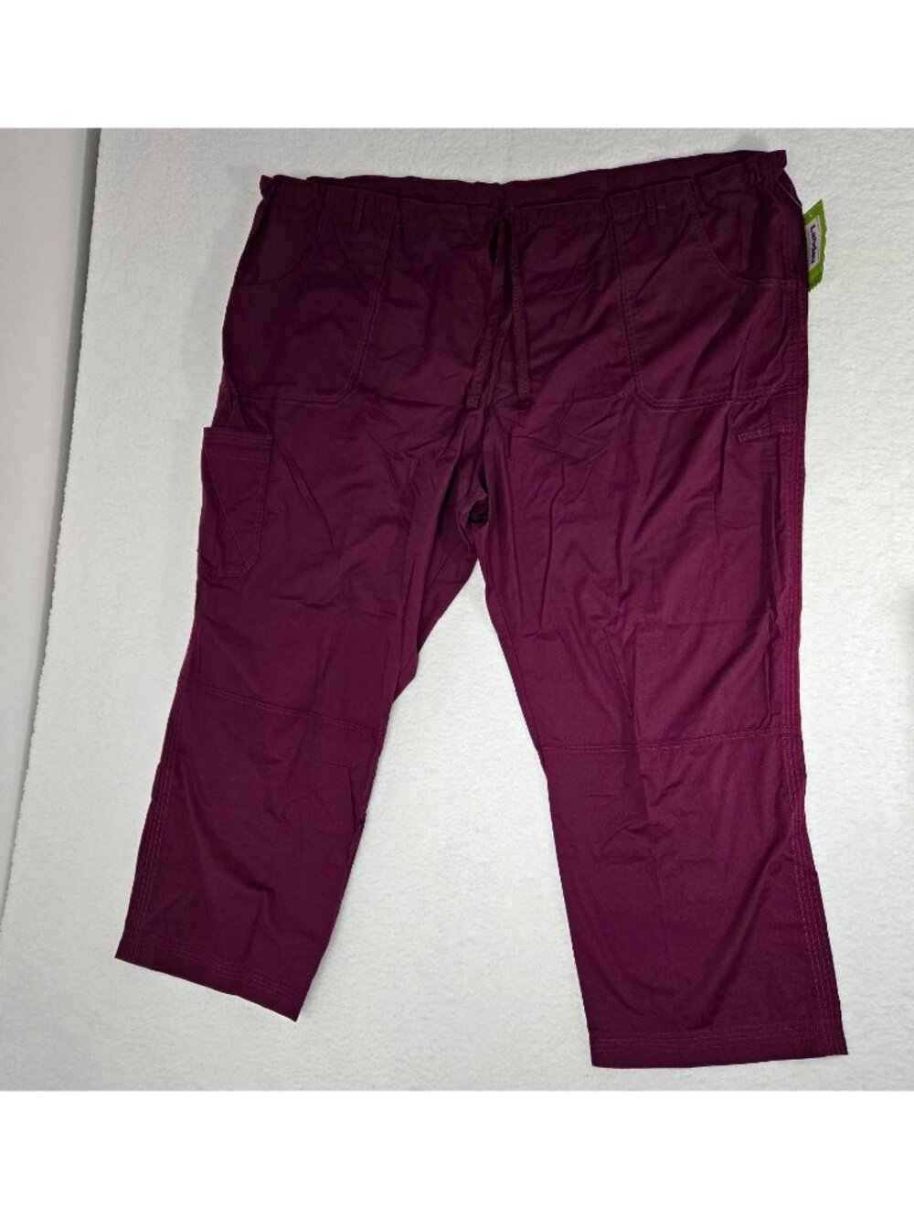 Landau Women's burgundy Scrub Pants 5XL Stretch belt loops drawstring 7 pocket